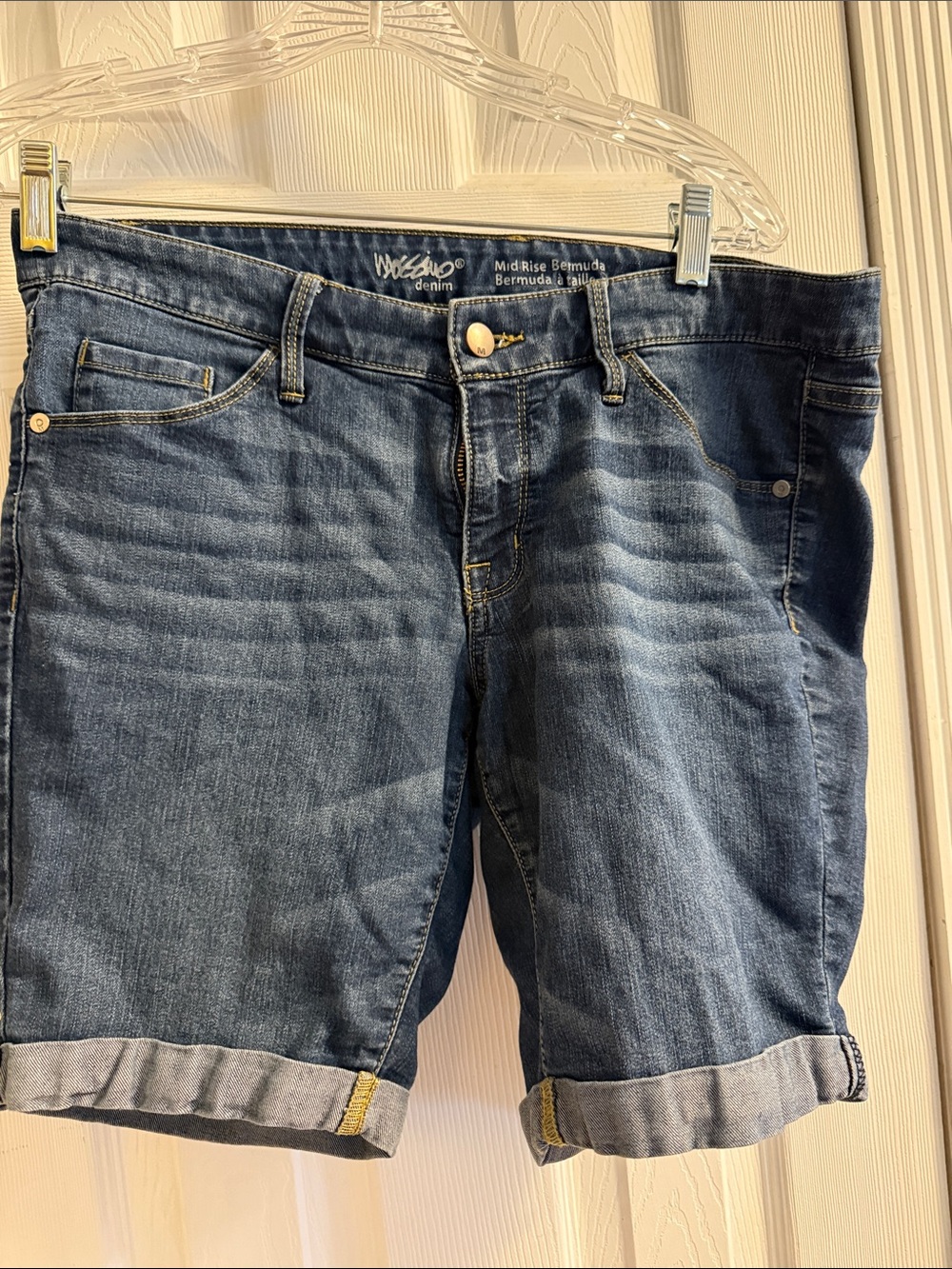 Vigoss Dark Blue Mid-Rise Bermuda Denim Shorts